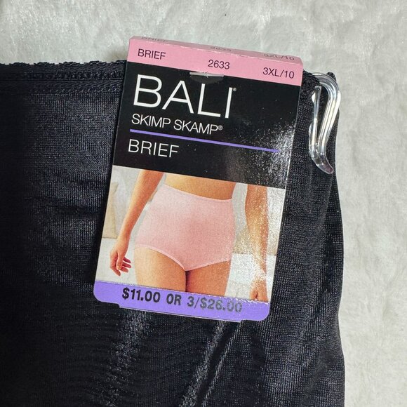 Bali Womens Skimp Skamp Brief Underwear 3XL/10 Black Seamless Stretch New - Picture 3 of 5